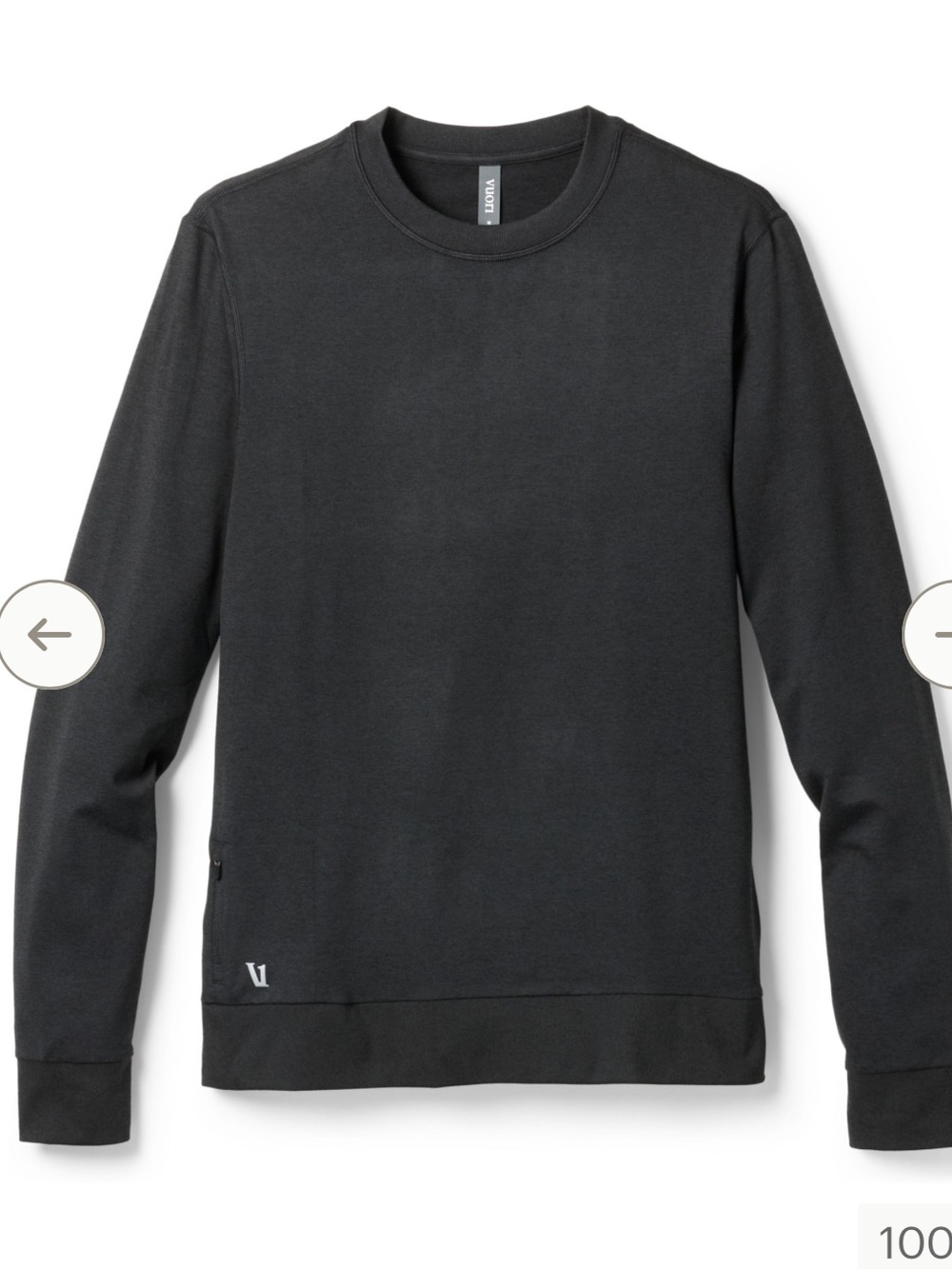 Vuori Ponto Performance Crew Sweater Black Size Medium